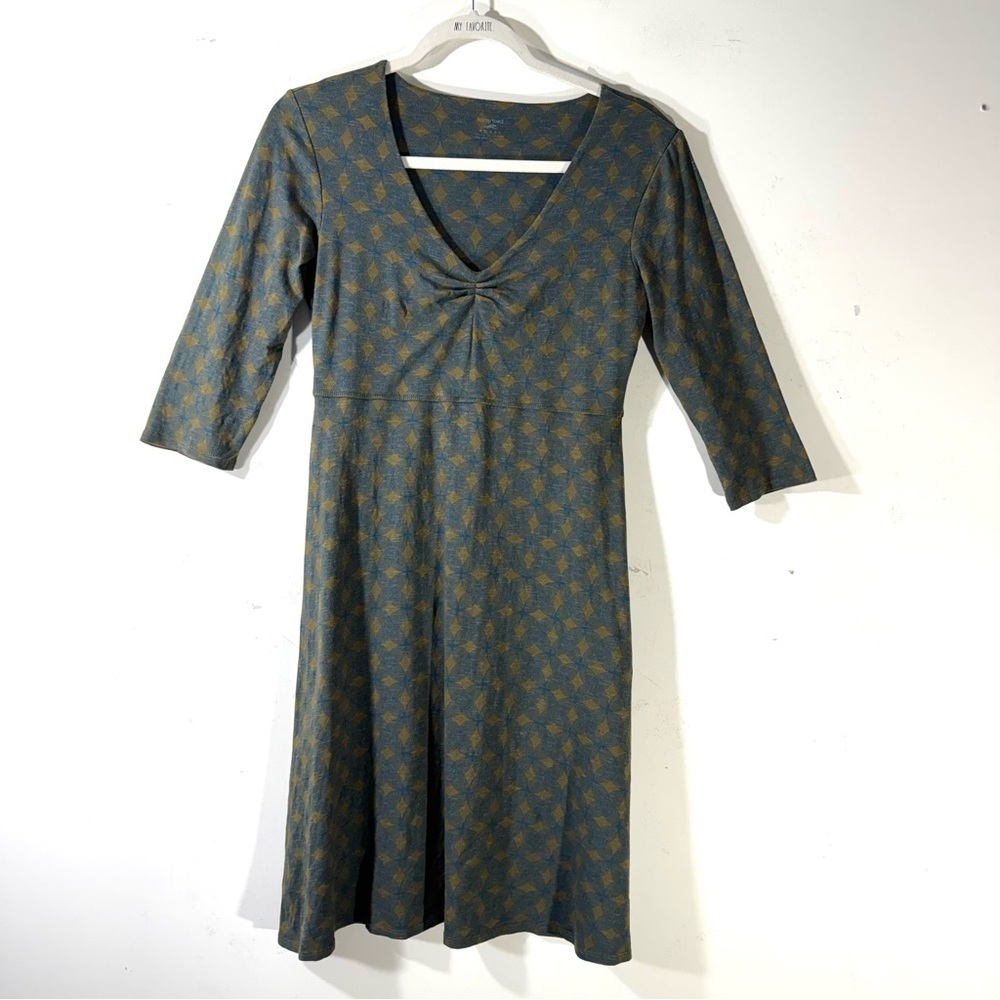 Toad & Co Rosalinda Dress Horny Toad Green Print Organic Cotton Tencel